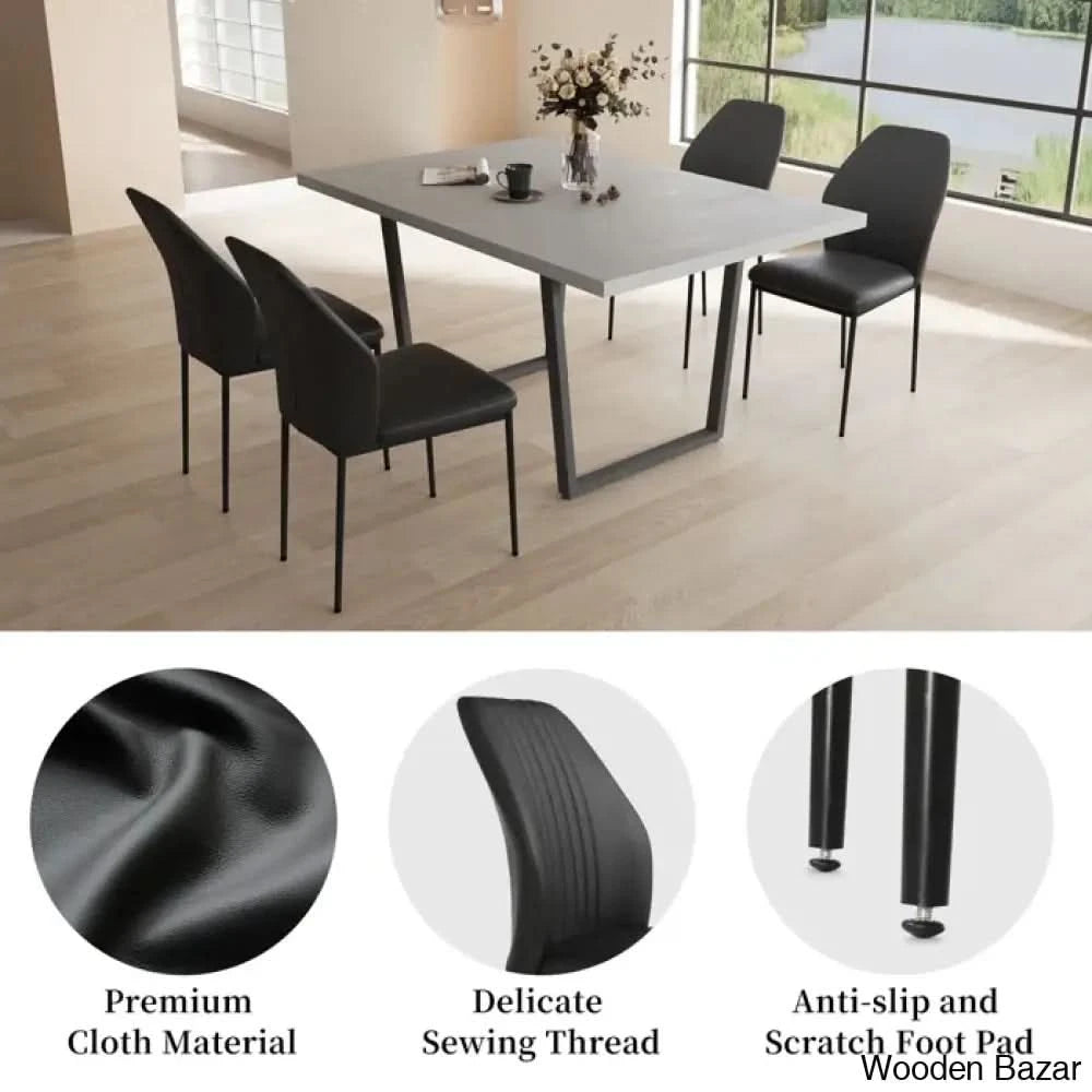 Hardian 4 Seater Rectangular Dining Table Set With Chairs For Kitchen Room