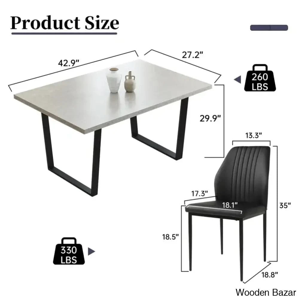 Hardian 4 Seater Rectangular Dining Table Set With Chairs For Kitchen Room