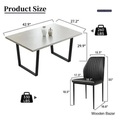 Hardian 4 Seater Rectangular Dining Table Set With Chairs For Kitchen Room