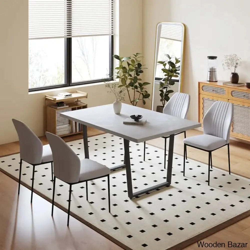 Hardian 4 Seater Rectangular Dining Table Set With Chairs For Kitchen Room