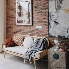 Hasina Solid Wood Sofa With Natural Rattan Inspired Living Meets Timeless Craftsmanship