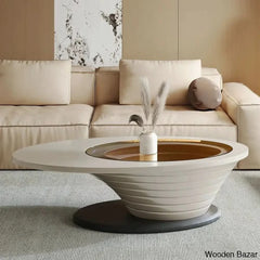 Hopper Light Luxury Modern Minimalist Oval Tea Brown Glass Table Gray Base Coffee And Center Table