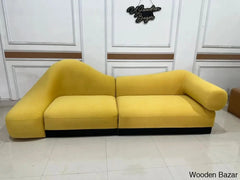 Italian Designer Curved Velvet Sofa Upholstered - Wooden Bazar
