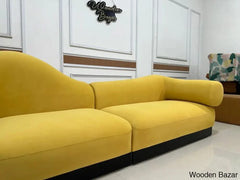 Italian Designer Curved Velvet Sofa Upholstered - Wooden Bazar