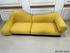 Italian Designer Curved Velvet Sofa Upholstered - Wooden Bazar