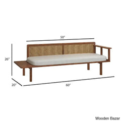 Jake Modern 3 Seater Rattan Cane Bench - Wooden Bazar