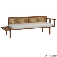 Jake Modern 3 Seater Rattan Cane Bench - Wooden Bazar
