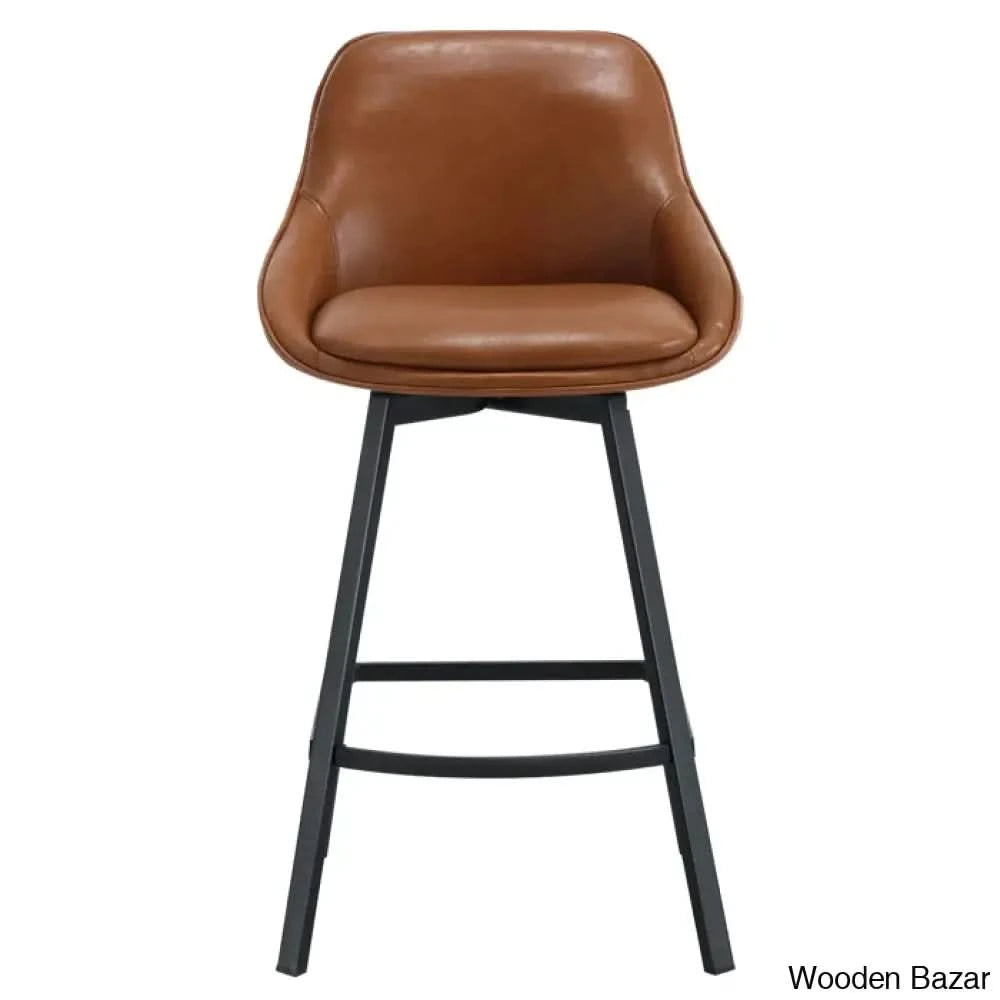 Janayshiax Swivel 25.2āā Faux Leather Counter And Bar Stool (Set Of 2)