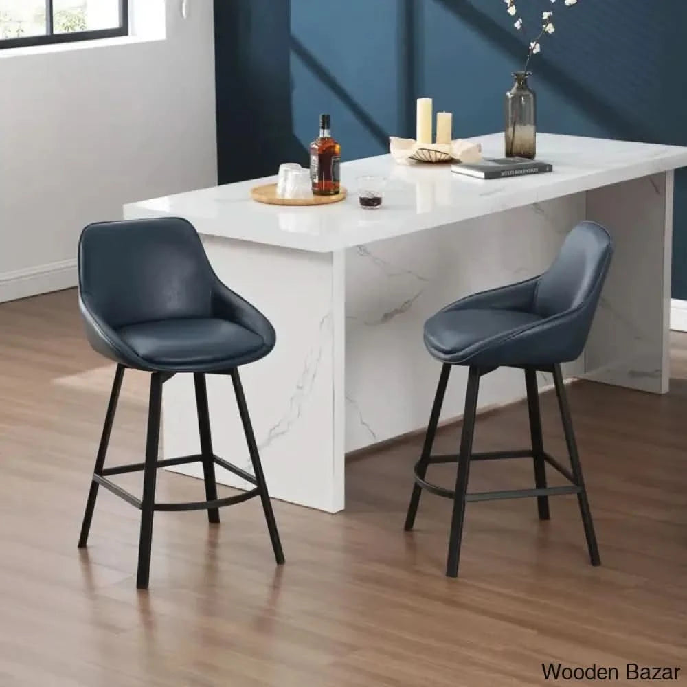 Janayshiax Swivel 25.2āā Faux Leather Counter And Bar Stool (Set Of 2)