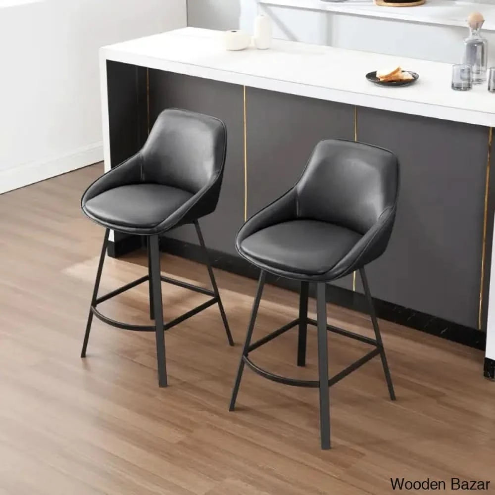 Janayshiax Swivel 25.2āā Faux Leather Counter And Bar Stool (Set Of 2)