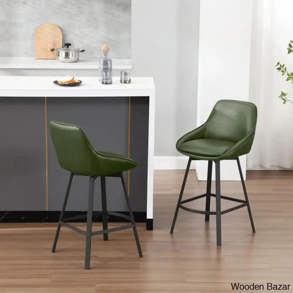 Janayshiax Swivel 25.2āā Faux Leather Counter And Bar Stool (Set Of 2)