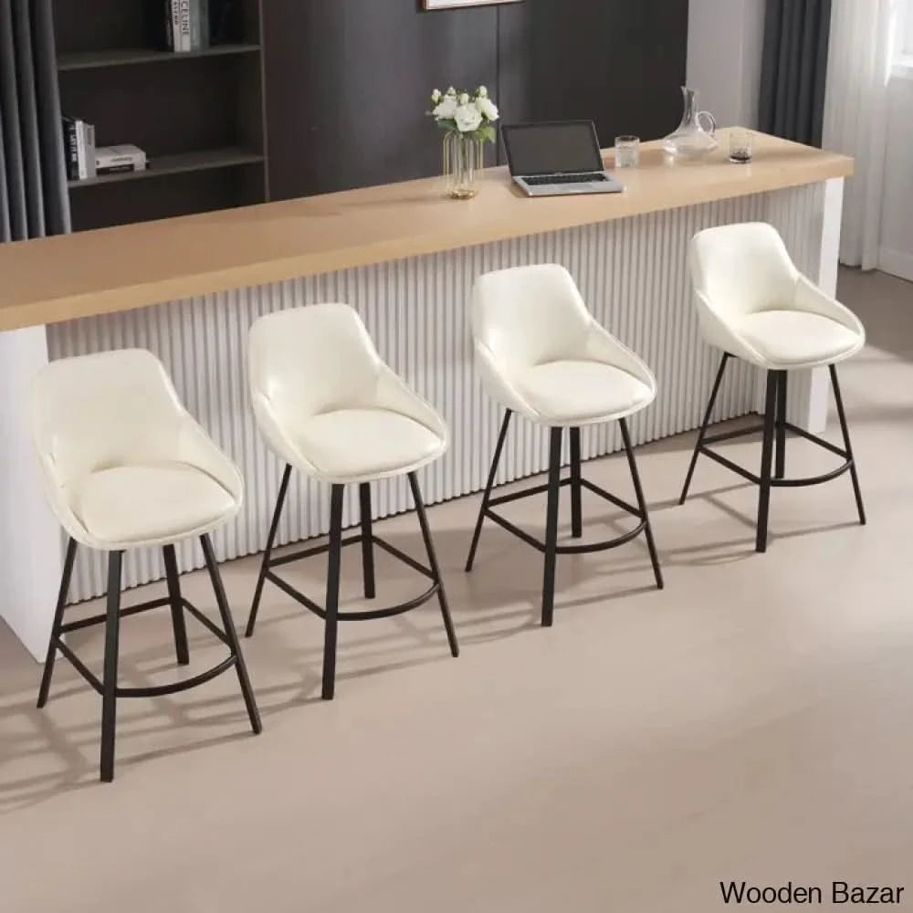 Janayshiax Swivel 25.2āā Faux Leather Counter And Bar Stool (Set Of 2)