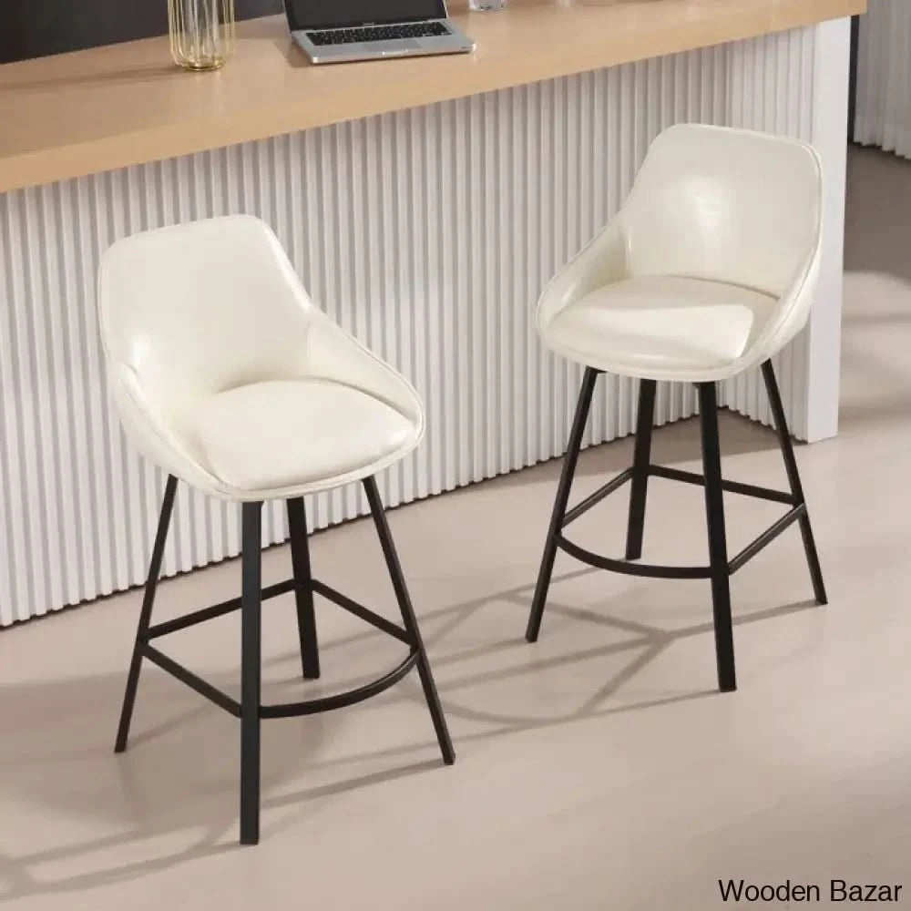 Janayshiax Swivel 25.2āā Faux Leather Counter And Bar Stool (Set Of 2)