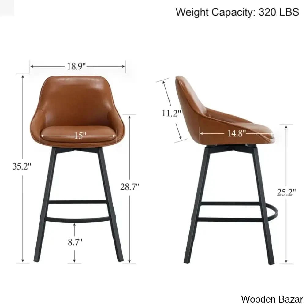 Janayshiax Swivel 25.2āā Faux Leather Counter And Bar Stool (Set Of 2)