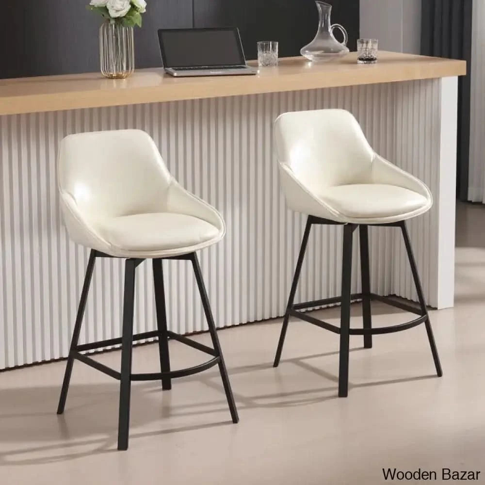 Janayshiax Swivel 25.2āā Faux Leather Counter And Bar Stool (Set Of 2)