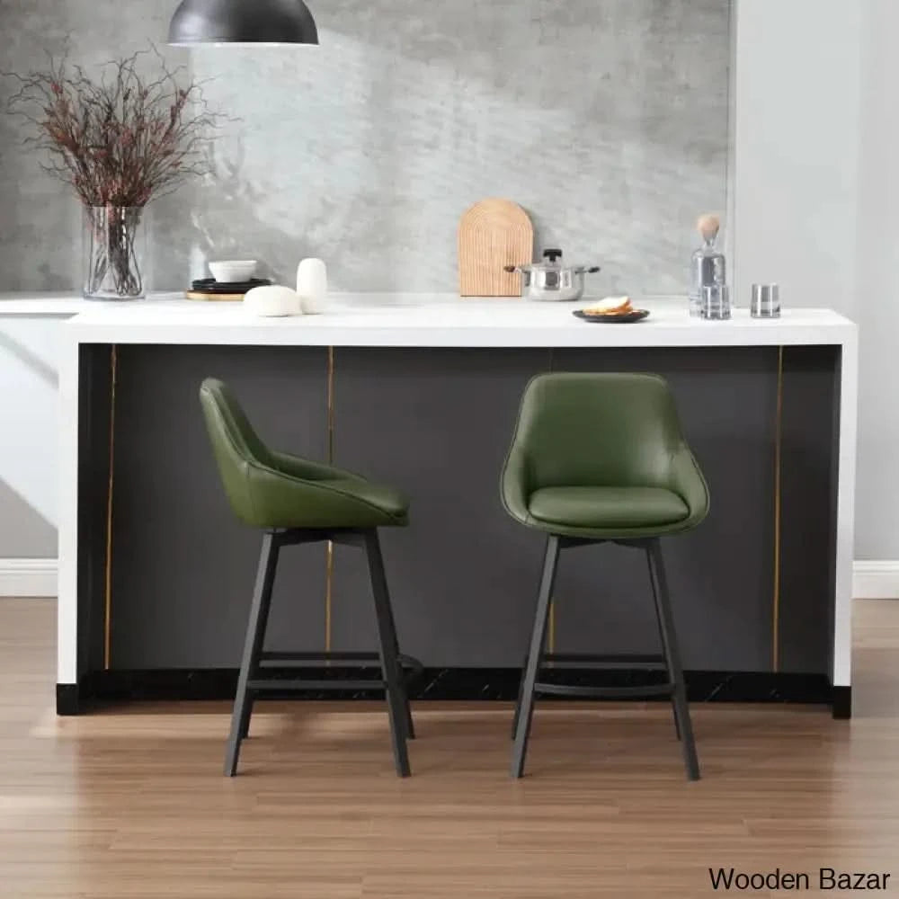 Janayshiax Swivel 25.2āā Faux Leather Counter And Bar Stool (Set Of 2)