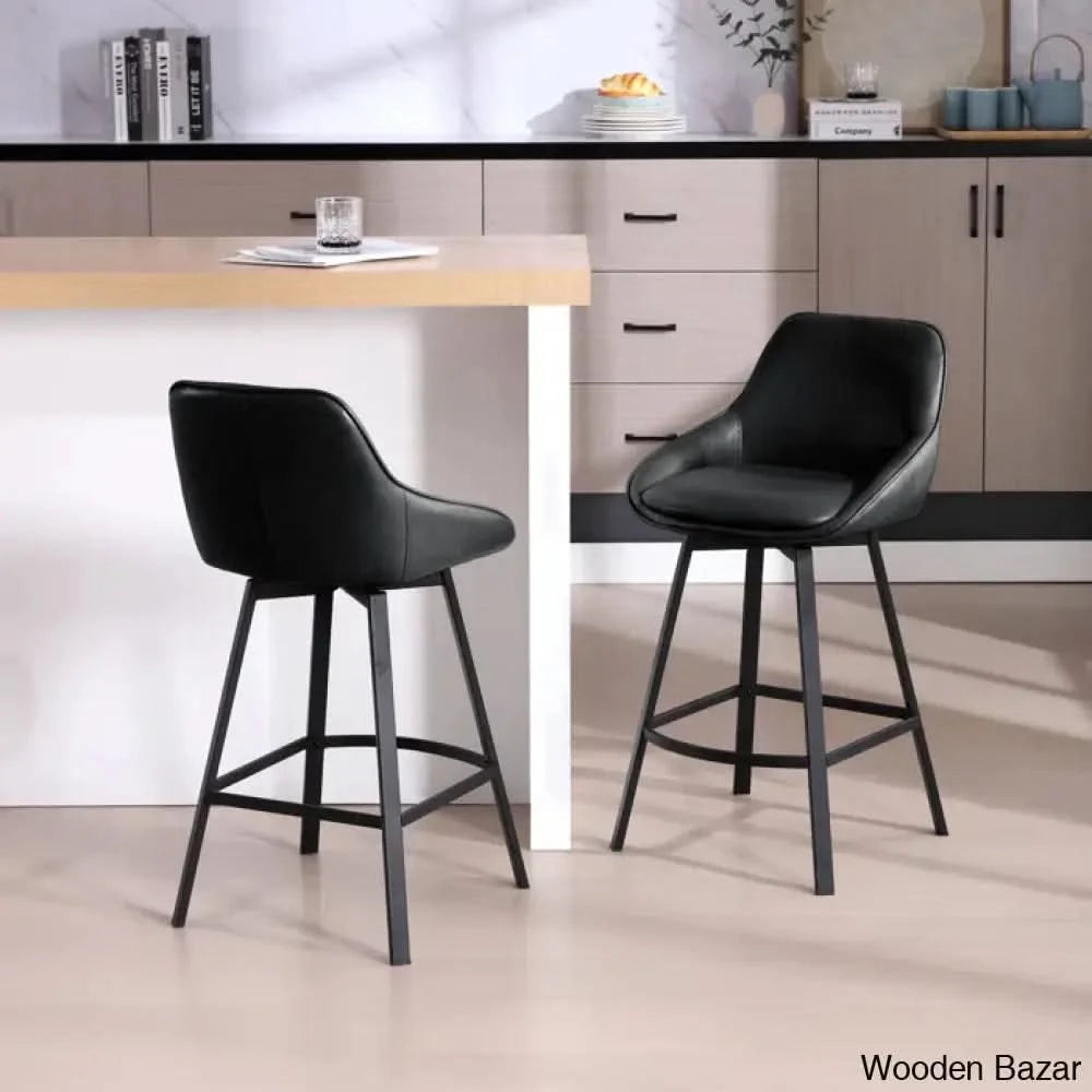 Janayshiax Swivel 25.2āā Faux Leather Counter And Bar Stool (Set Of 2)