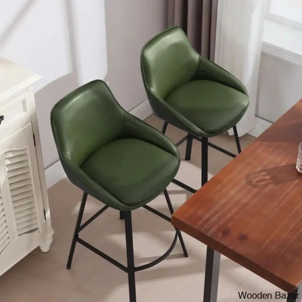 Janayshiax Swivel 25.2āā Faux Leather Counter And Bar Stool (Set Of 2)