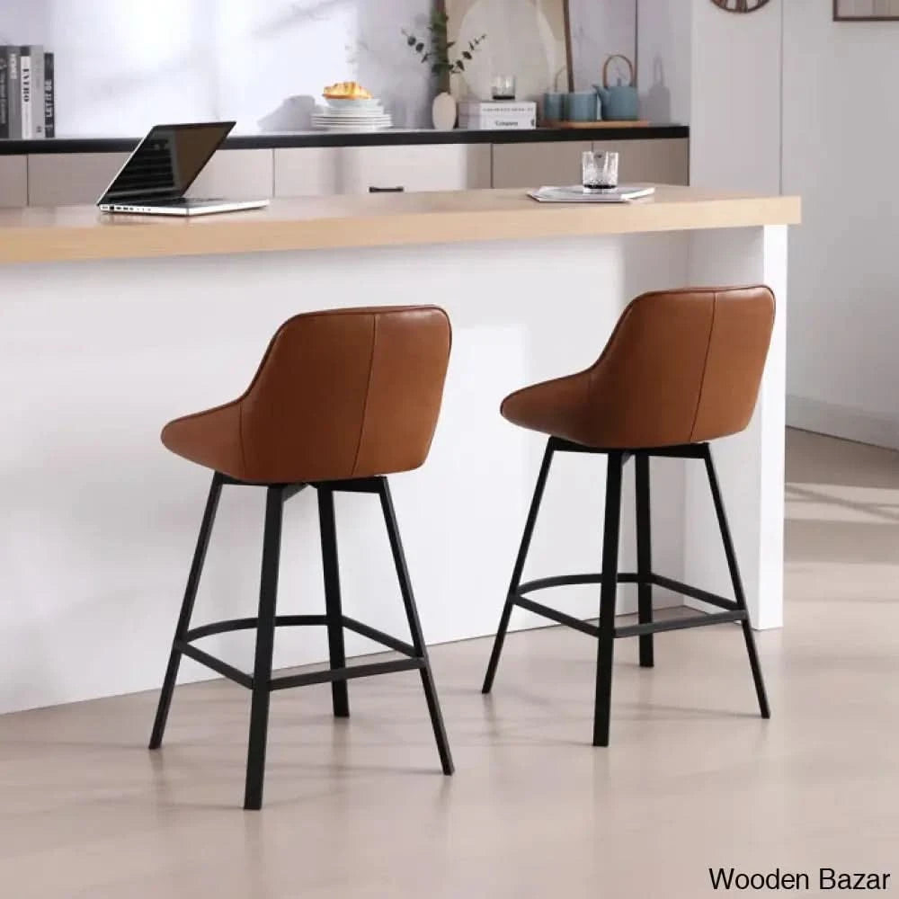 Janayshiax Swivel 25.2āā Faux Leather Counter And Bar Stool (Set Of 2)