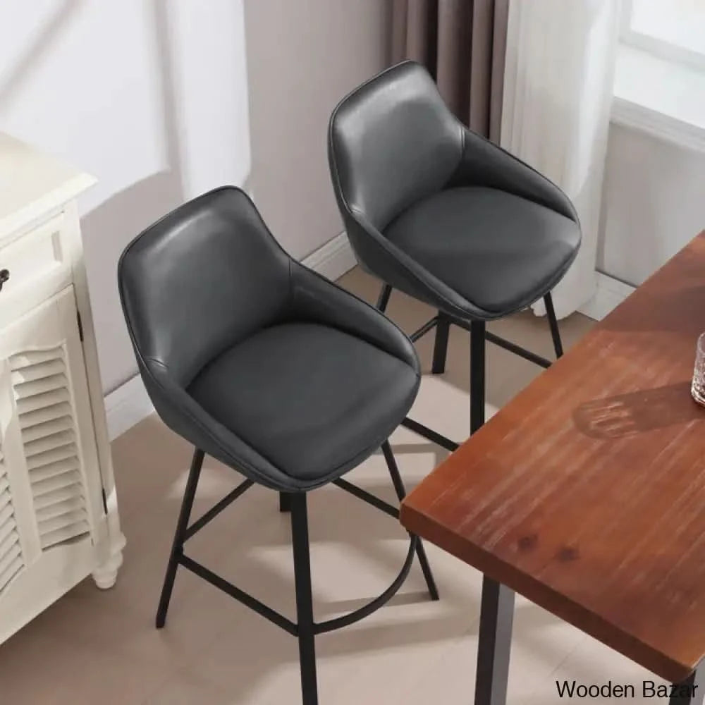 Janayshiax Swivel 25.2āā Faux Leather Counter And Bar Stool (Set Of 2)