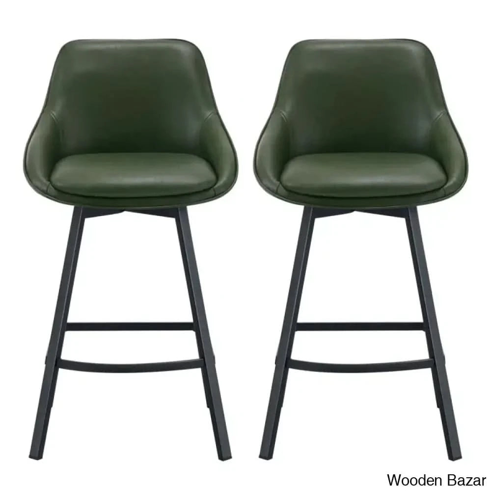 Janayshiax Swivel 25.2āā Faux Leather Counter And Bar Stool (Set Of 2)