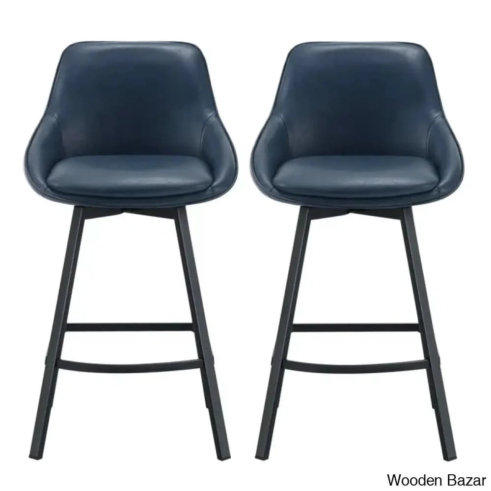 Janayshiax Swivel 25.2āā Faux Leather Counter And Bar Stool (Set Of 2)