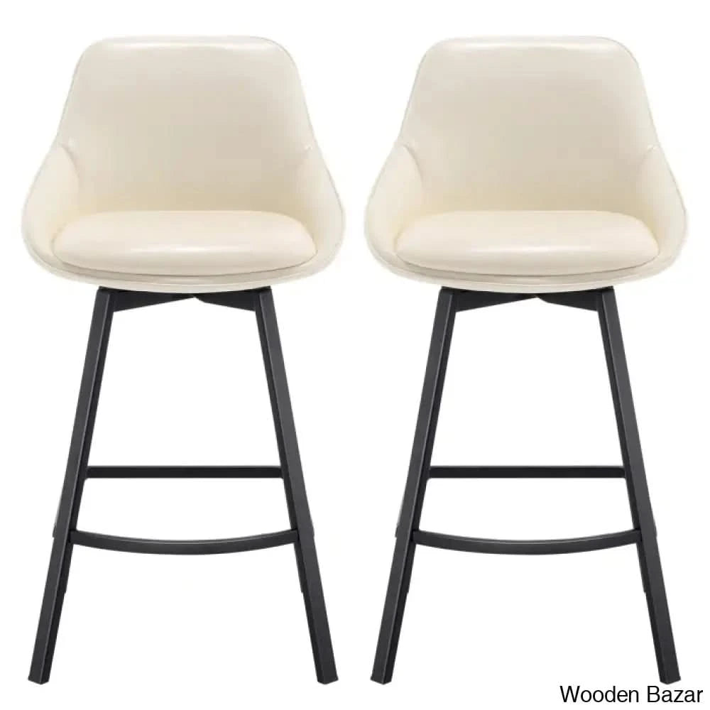 Janayshiax Swivel 25.2āā Faux Leather Counter And Bar Stool (Set Of 2)