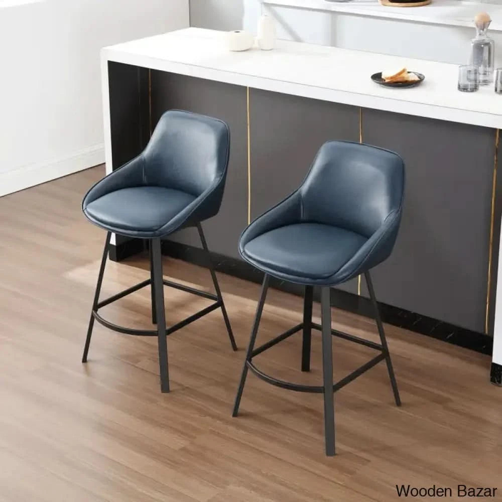 Janayshiax Swivel 25.2āā Faux Leather Counter And Bar Stool (Set Of 2)