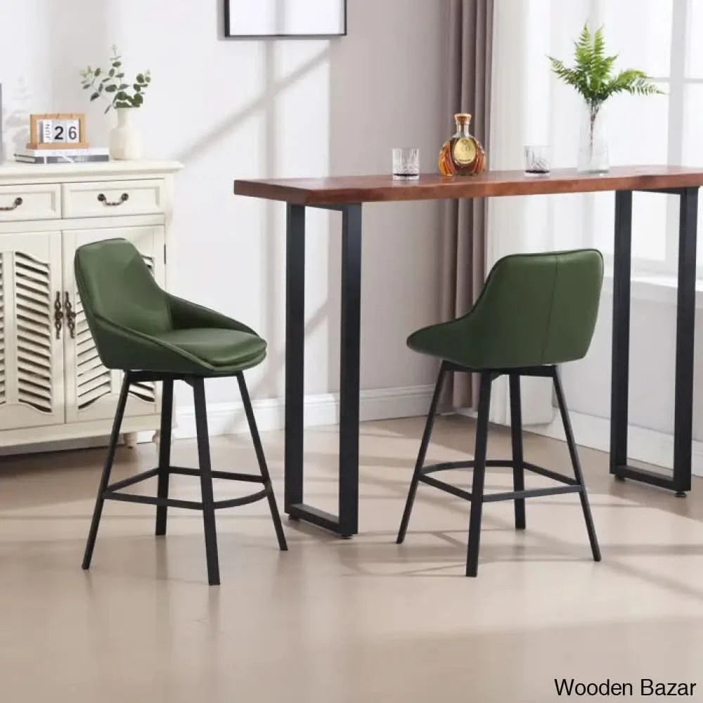 Janayshiax Swivel 25.2āā Faux Leather Counter And Bar Stool (Set Of 2)