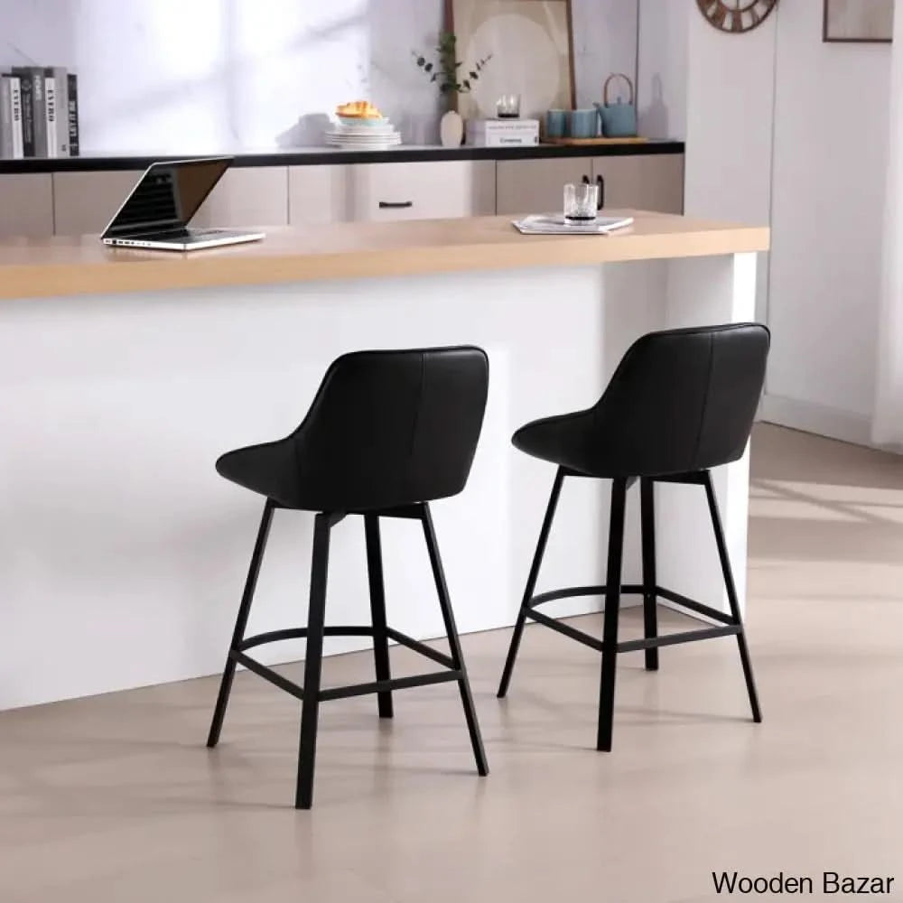 Janayshiax Swivel 25.2āā Faux Leather Counter And Bar Stool (Set Of 2)