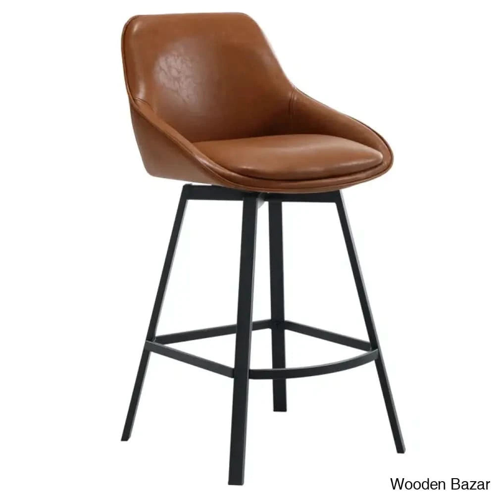 Janayshiax Swivel 25.2āā Faux Leather Counter And Bar Stool (Set Of 2)