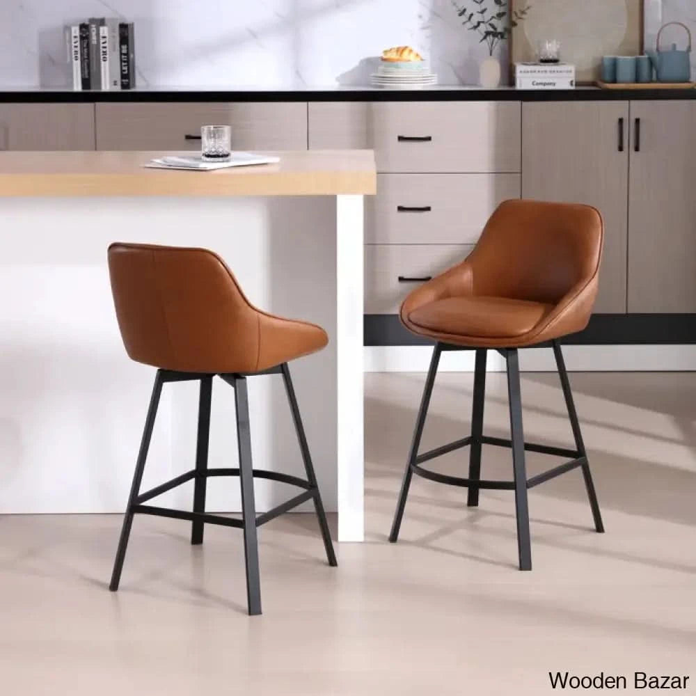 Janayshiax Swivel 25.2āā Faux Leather Counter And Bar Stool (Set Of 2)