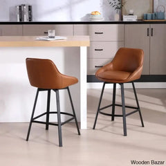 Janayshiax Swivel 25.2āā Faux Leather Counter And Bar Stool (Set Of 2)