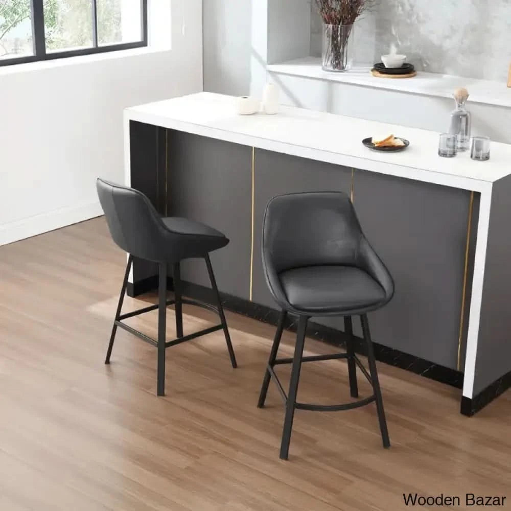 Janayshiax Swivel 25.2āā Faux Leather Counter And Bar Stool (Set Of 2)