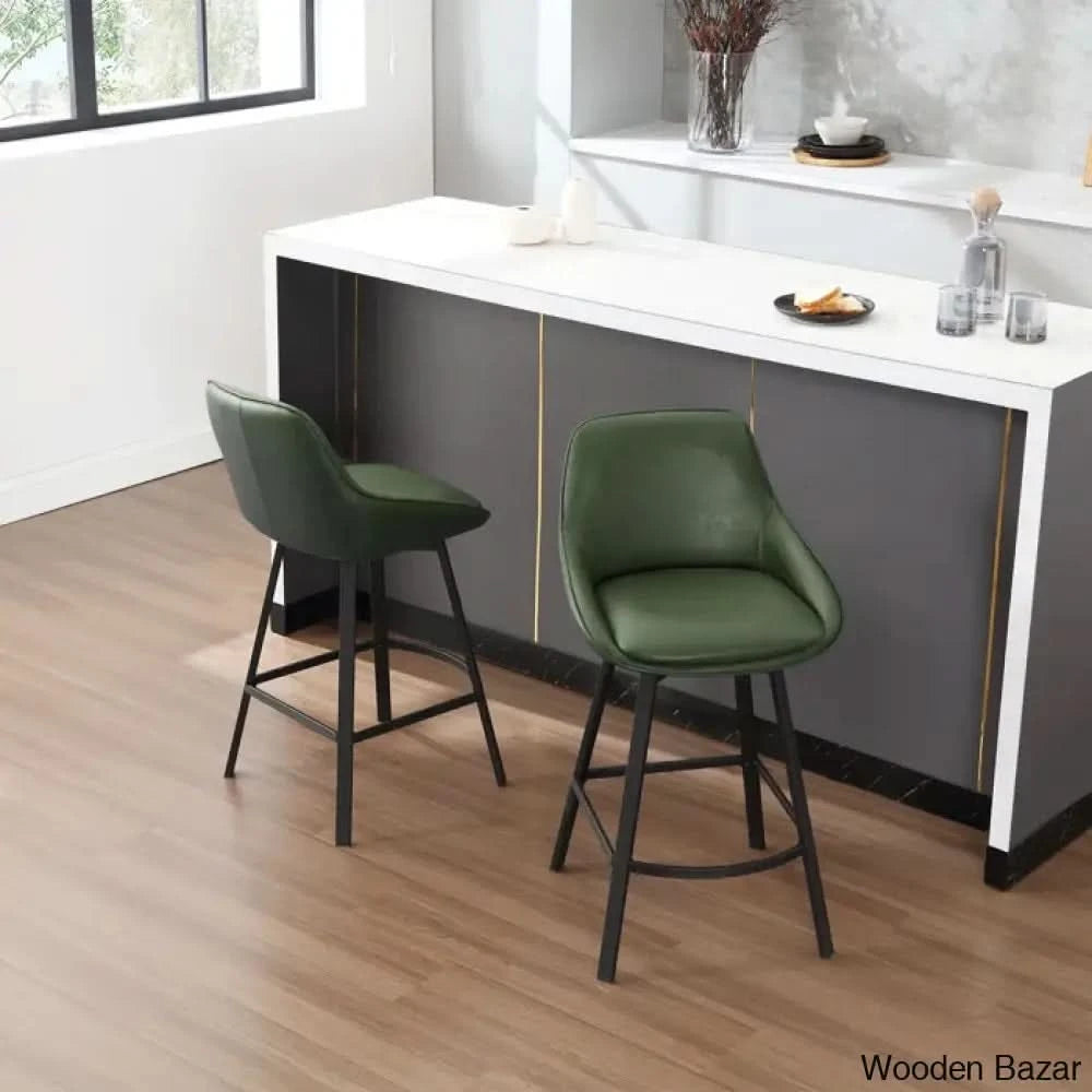 Janayshiax Swivel 25.2āā Faux Leather Counter And Bar Stool (Set Of 2)