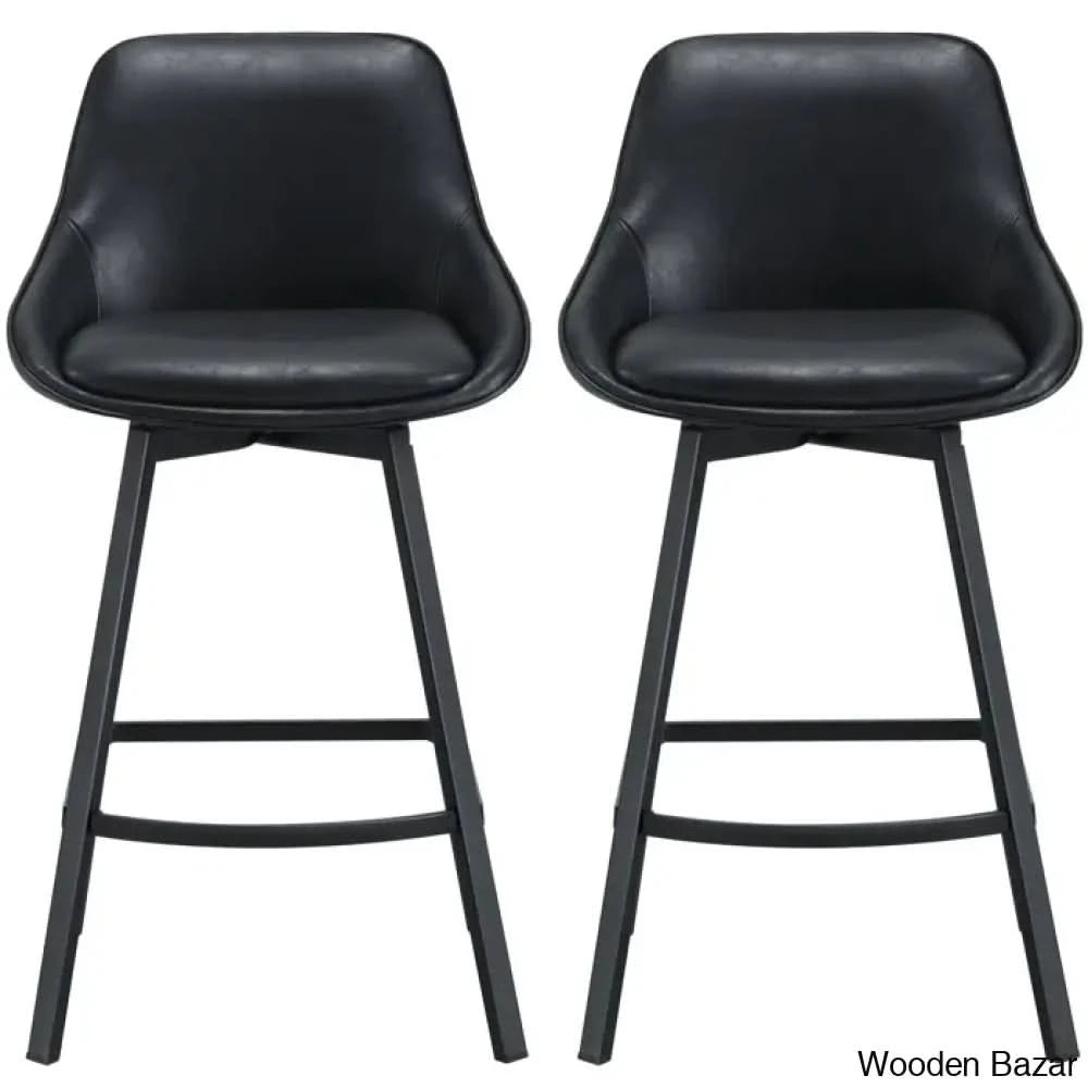Janayshiax Swivel 25.2āā Faux Leather Counter And Bar Stool (Set Of 2)