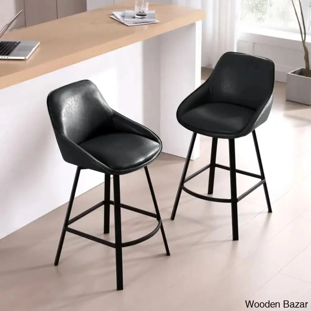Janayshiax Swivel 25.2āā Faux Leather Counter And Bar Stool (Set Of 2)