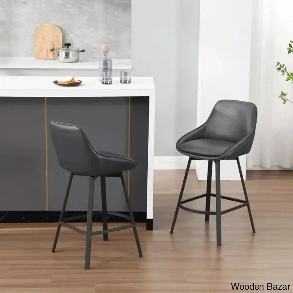 Janayshiax Swivel 25.2āā Faux Leather Counter And Bar Stool (Set Of 2)