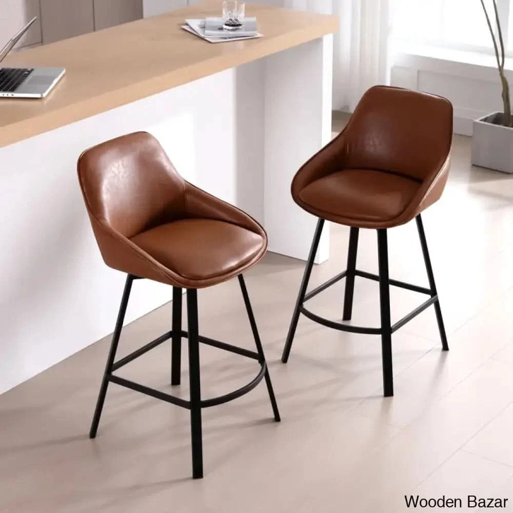 Janayshiax Swivel 25.2āā Faux Leather Counter And Bar Stool (Set Of 2)