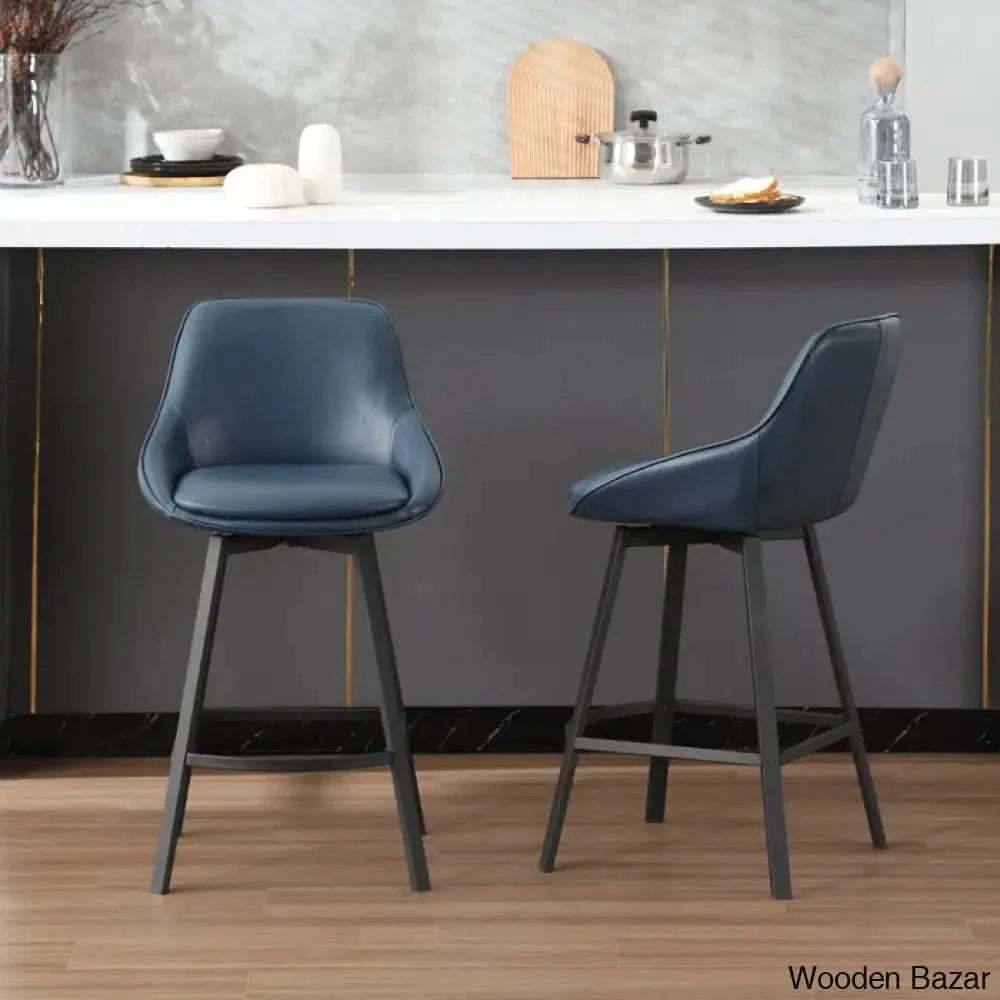 Janayshiax Swivel 25.2āā Faux Leather Counter And Bar Stool (Set Of 2)