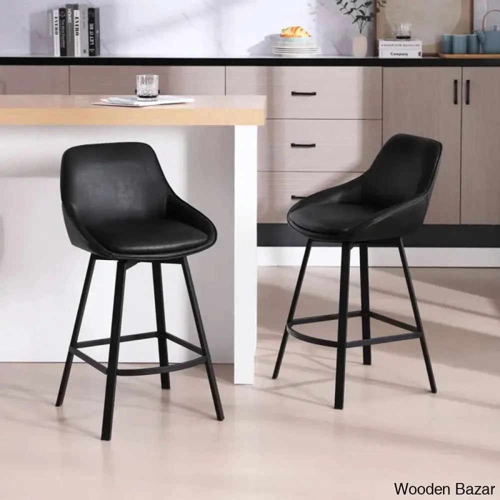 Janayshiax Swivel 25.2āā Faux Leather Counter And Bar Stool (Set Of 2)
