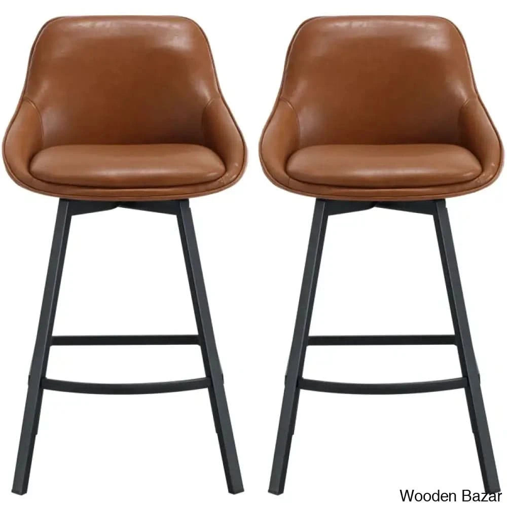 Janayshiax Swivel 25.2āā Faux Leather Counter And Bar Stool (Set Of 2)