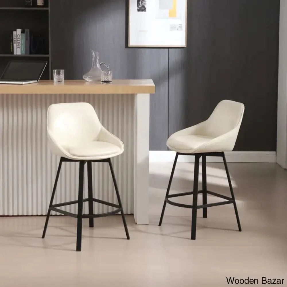Janayshiax Swivel 25.2āā Faux Leather Counter And Bar Stool (Set Of 2)
