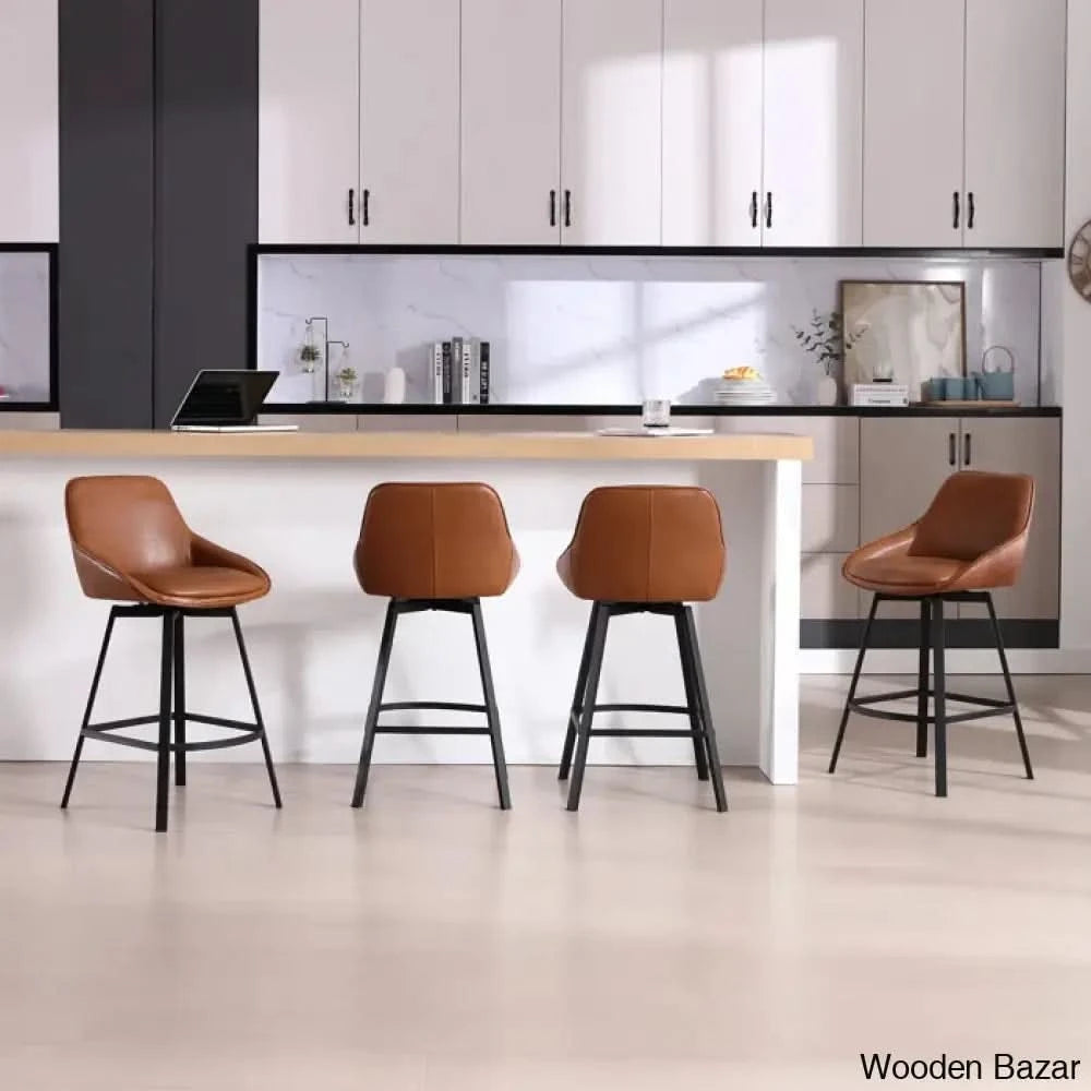 Janayshiax Swivel 25.2āā Faux Leather Counter And Bar Stool (Set Of 2)