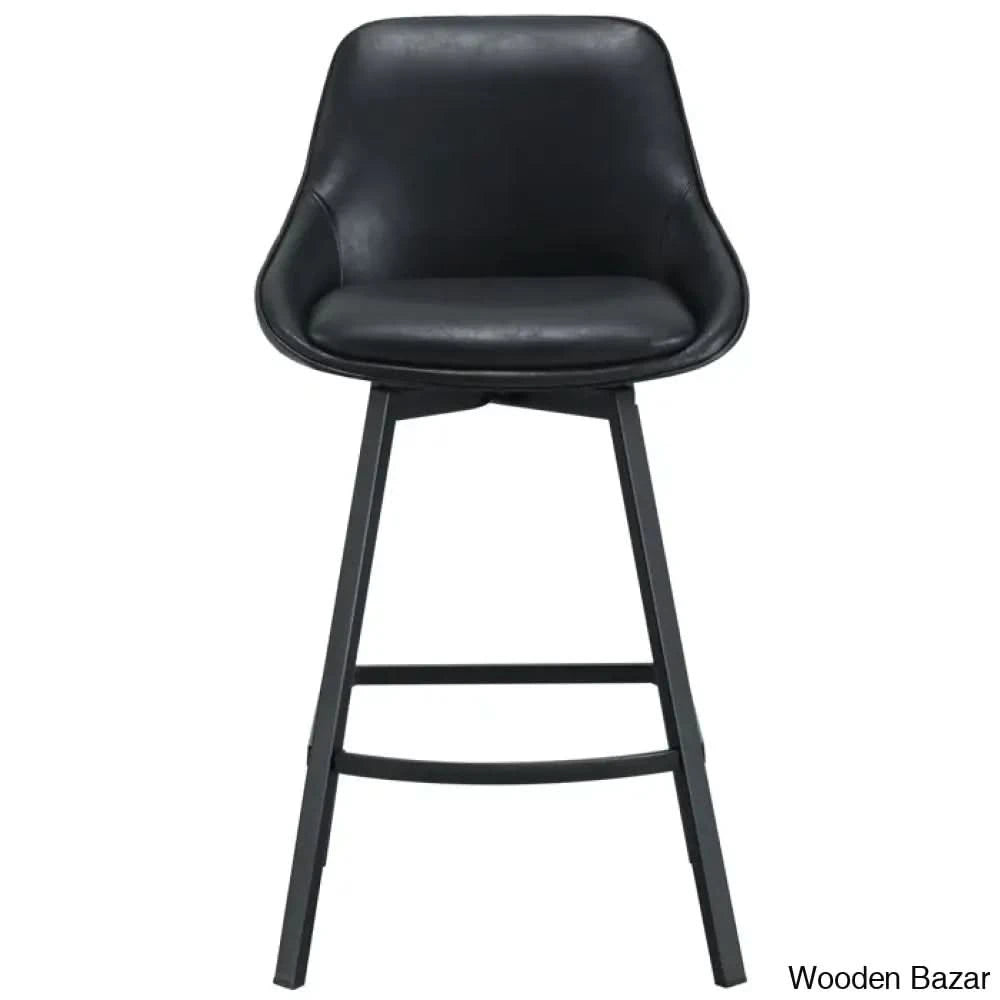 Janayshiax Swivel 25.2āā Faux Leather Counter And Bar Stool (Set Of 2)
