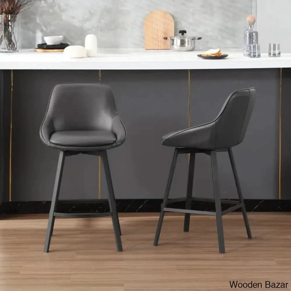 Janayshiax Swivel 25.2āā Faux Leather Counter And Bar Stool (Set Of 2)