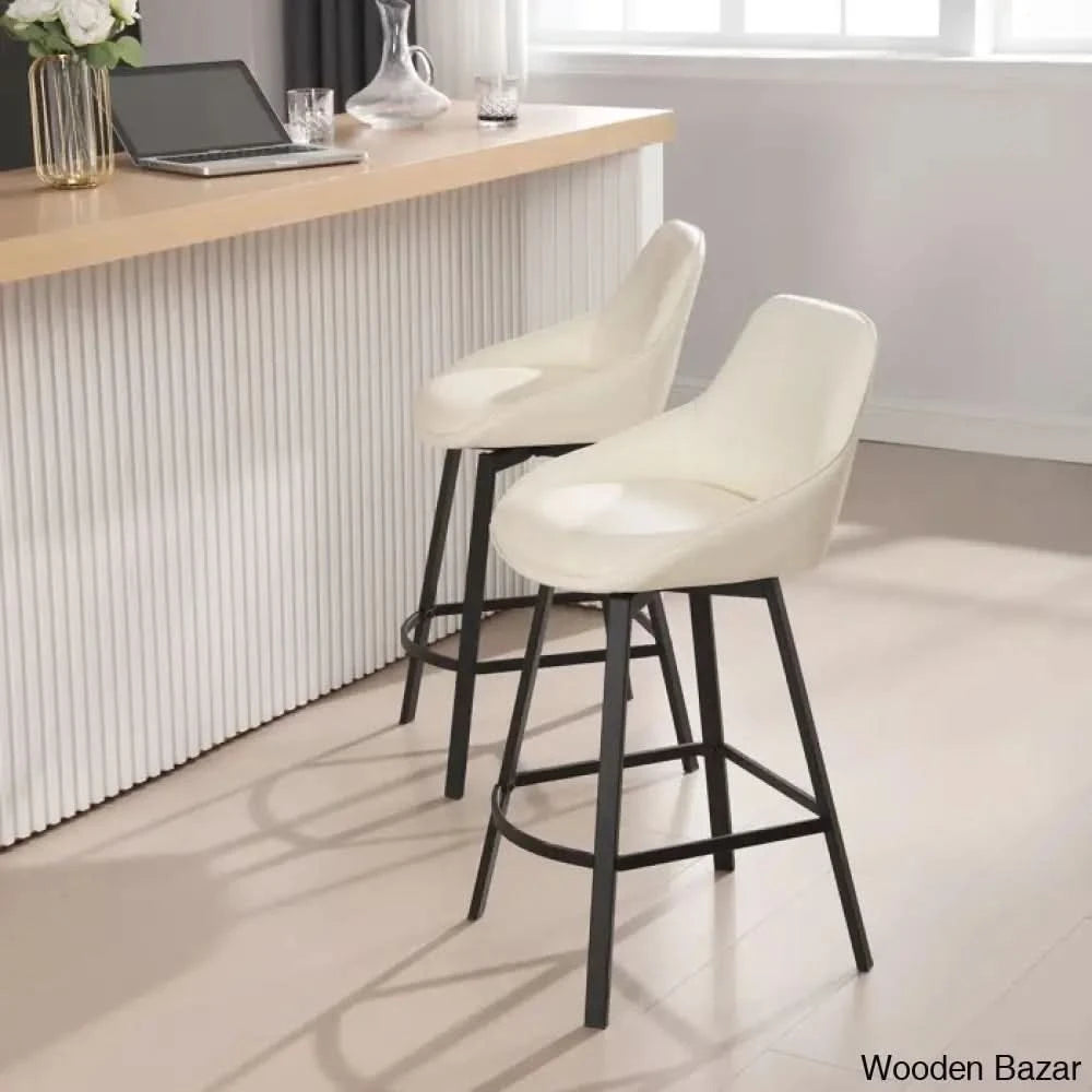 Janayshiax Swivel 25.2āā Faux Leather Counter And Bar Stool (Set Of 2)