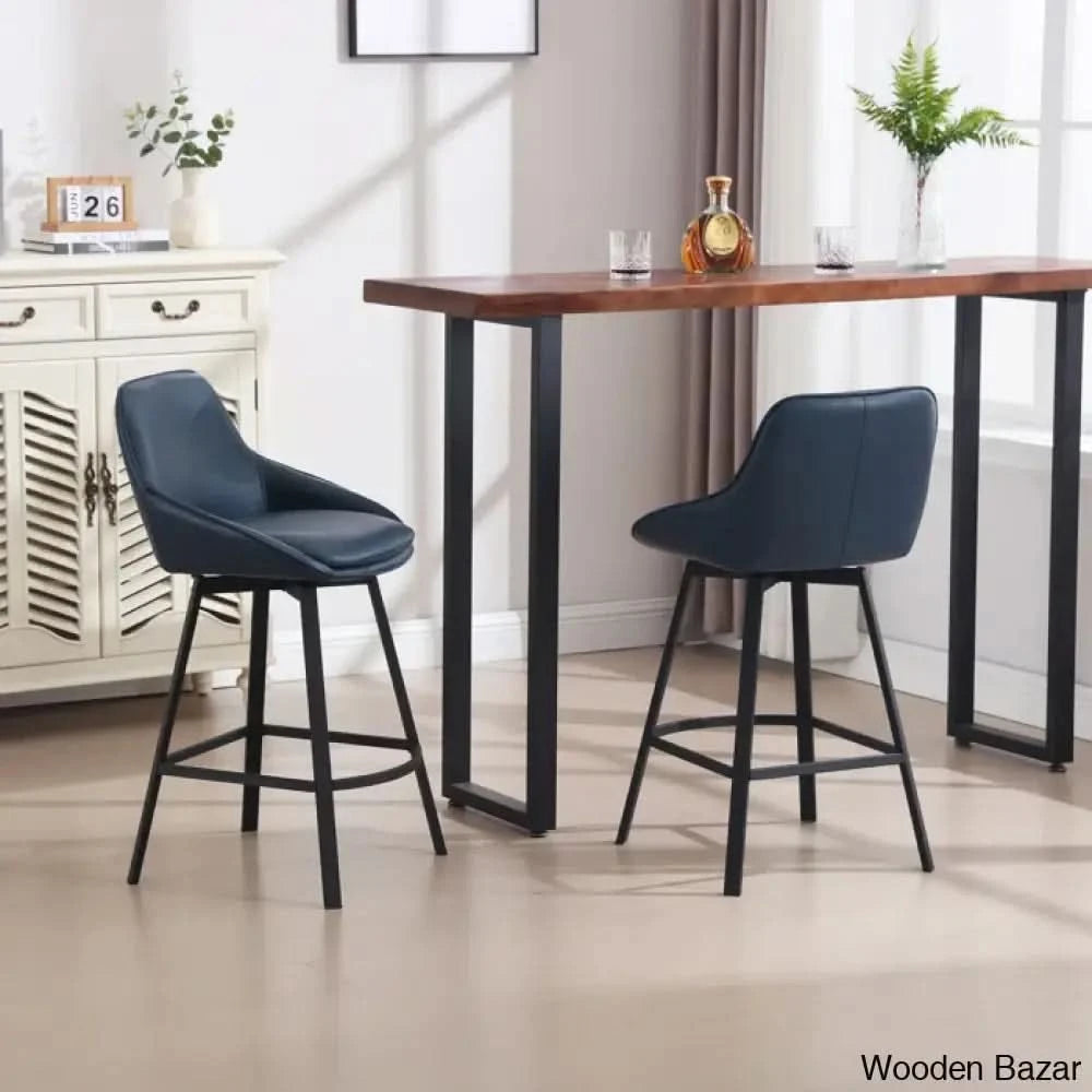 Janayshiax Swivel 25.2āā Faux Leather Counter And Bar Stool (Set Of 2)
