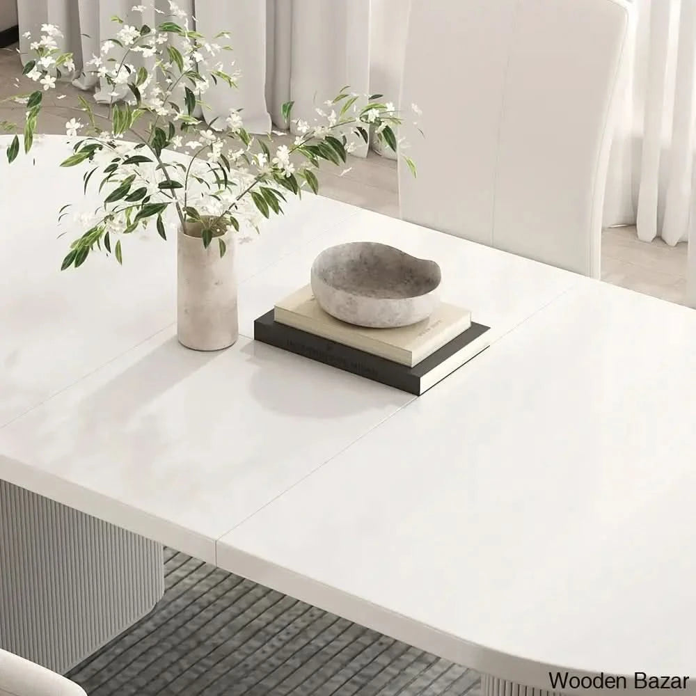 Japandi Style Oval Extendable Dining Table Set