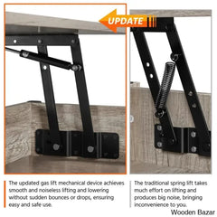 Jarissan Lift Top Coffee And Center Table With Hidden Compartment & 2 Fabric Storage Baskets